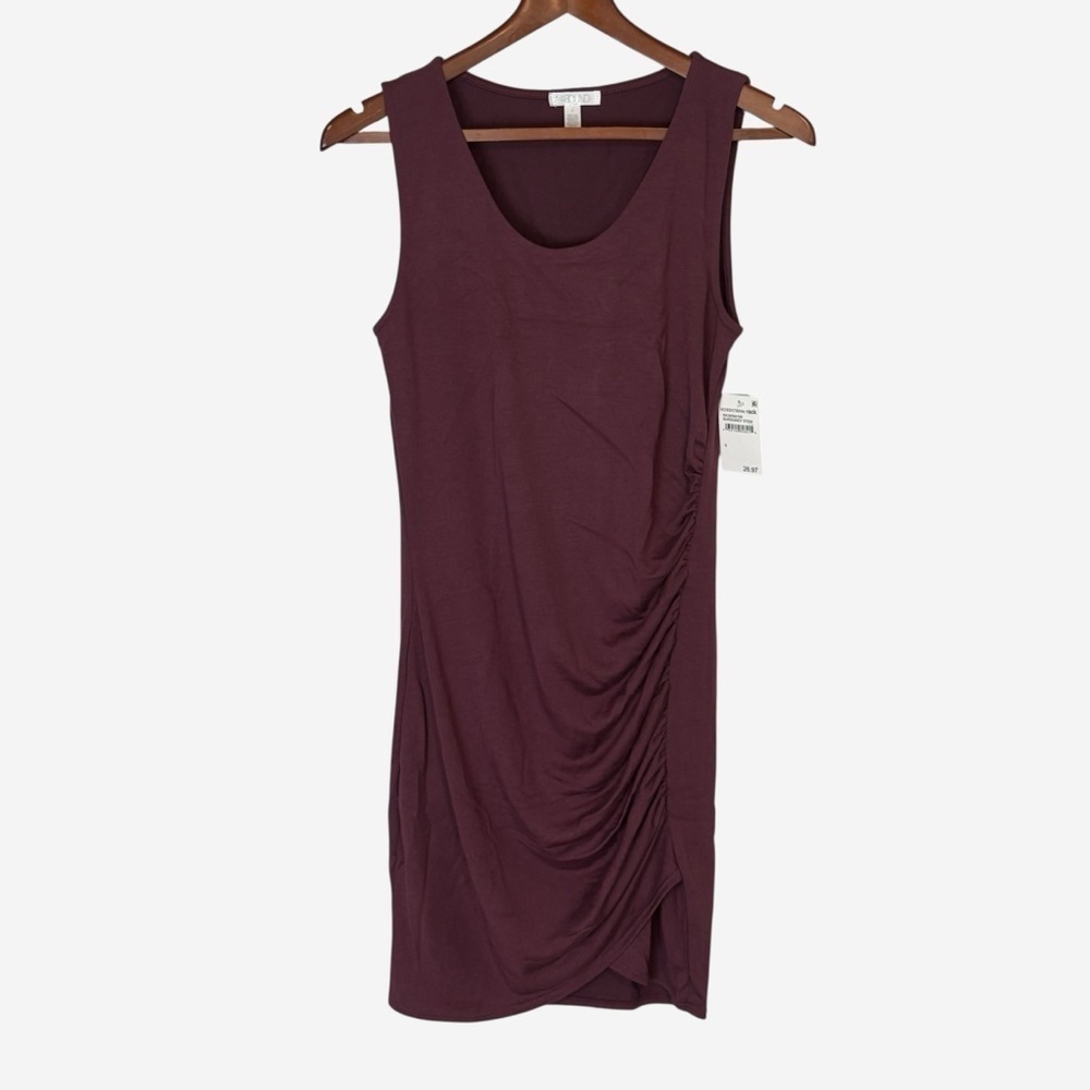 Abound Dress Burgundy Fitted Ruched Sleeveless Bodycon Size S